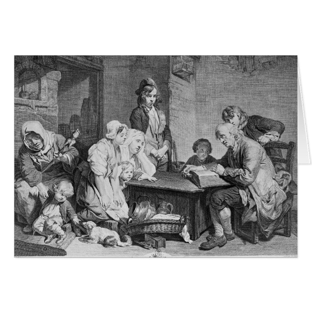 Läsningen av bibeln hälsningskort (Framsidan Horizontal)