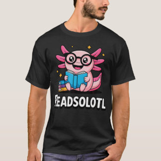 Läsototl Rosa Kawaii Axolotl Bokälskare Roligt Re T Shirt