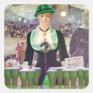 Lass bartender St. Patrick's Day Fyrkantigt Klistermärke