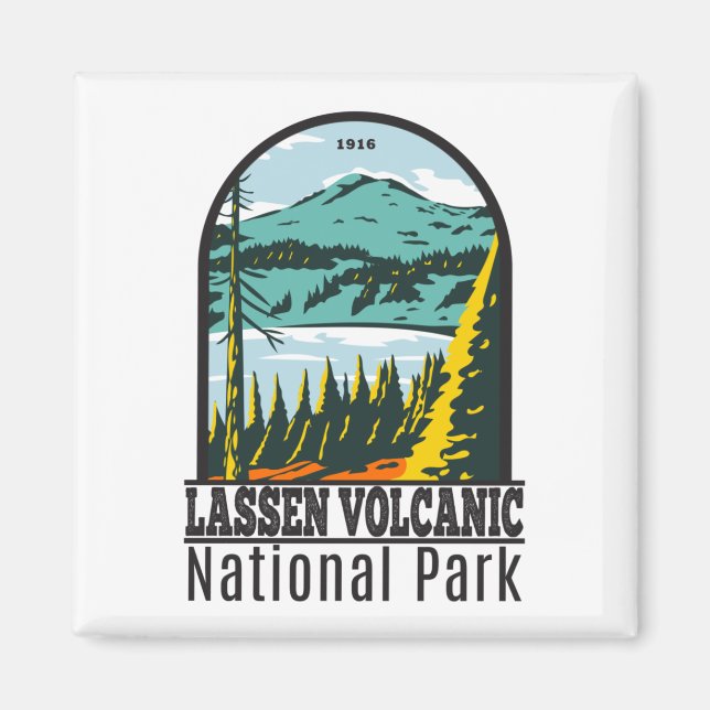 Lassen Volcanic National Park California Vintage Magnet (Framsidan)
