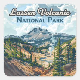 Lassen Volcanic National Park California Volcano Fyrkantigt Klistermärke