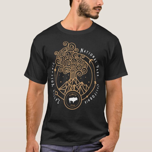 Lassen Volcanic National Park Konst Bison Vulkan T Shirt (Framsida)