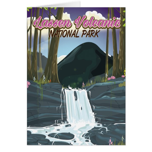Lassen Volcanic National Park-resemappningsaffisch Hälsningskort (Framsidan)