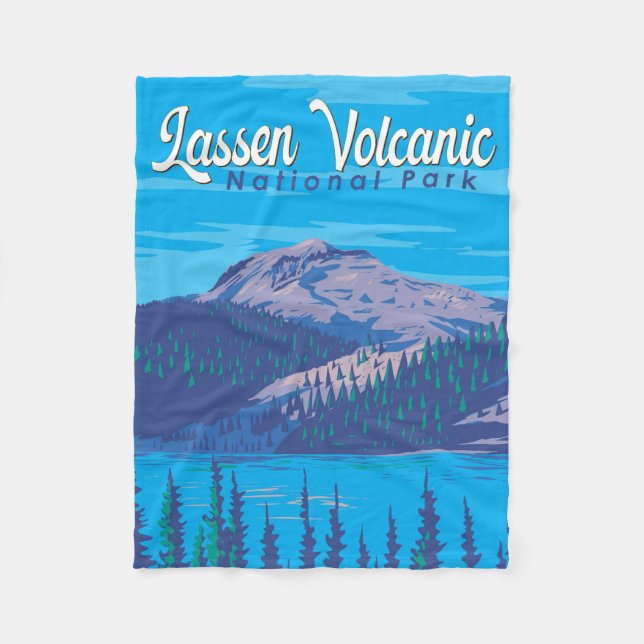 Lassen Volcanic nationalpark Illustration Travel Fleecefilt (Framsidan)