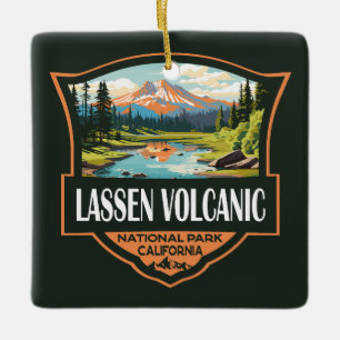 Lassen Volcanic nationalpark Illustration Travel Julgransprydnad Keramik