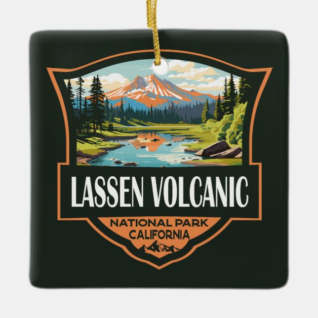 Lassen Volcanic nationalpark Illustration Travel Julgransprydnad Keramik (Framsida)