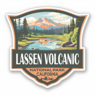 Lassen Volcanic nationalpark Illustration Travel Klistermärken