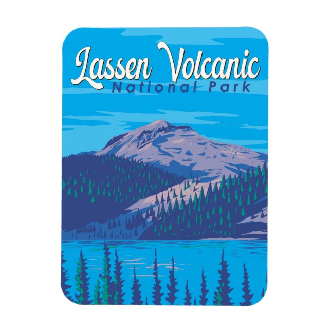 Lassen Volcanic nationalpark Illustration Travel Magnet (Vertikal)