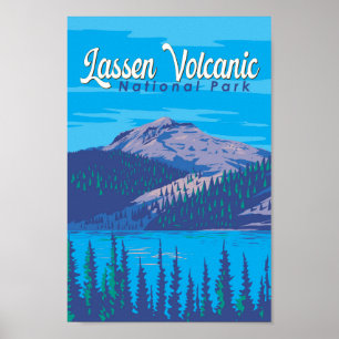 Lassen Volcanic nationalpark Illustration Travel Poster