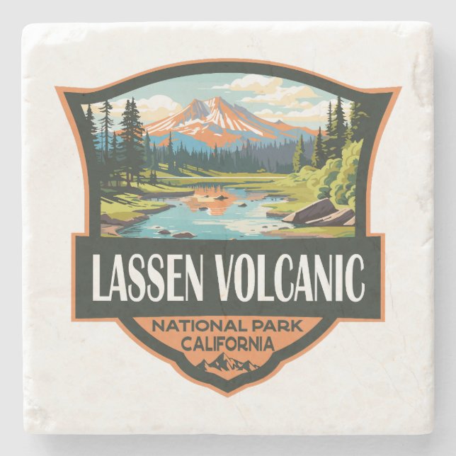 Lassen Volcanic nationalpark Illustration Travel Stenunderlägg (Framsidan)