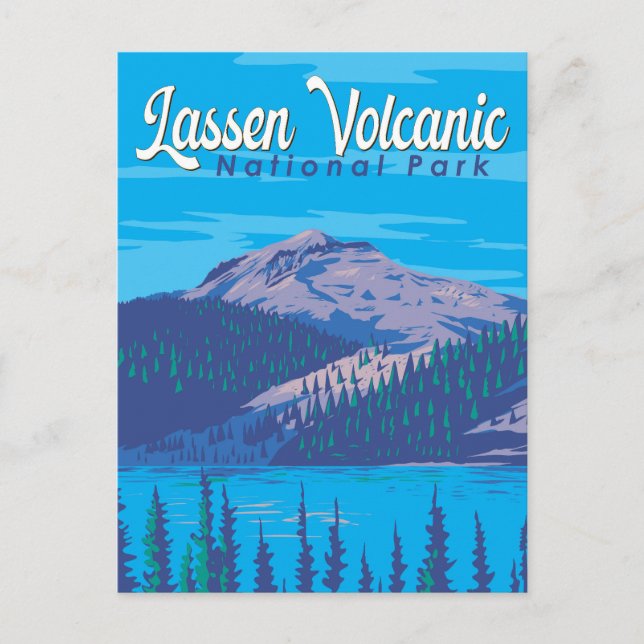 Lassen Volcanic nationalpark Illustration Travel Vykort (Framsida)