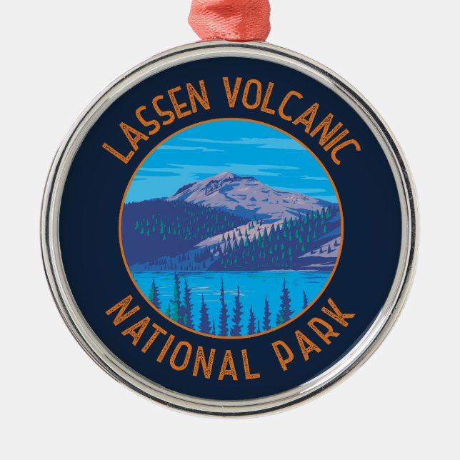 Lassen Volcanics nationalpark Retro Distress Julgransprydnad Metall (Framsidan)
