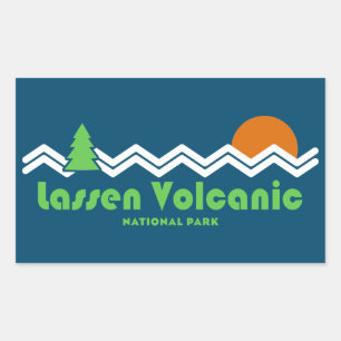 Lassen Volcanics nationalpark Retro Rektangulärt Klistermärke