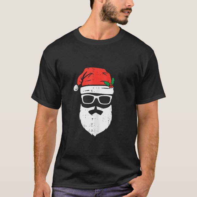 Lasser av Jultomten Ansikte med Hat Beard C T Shirt (Framsida)