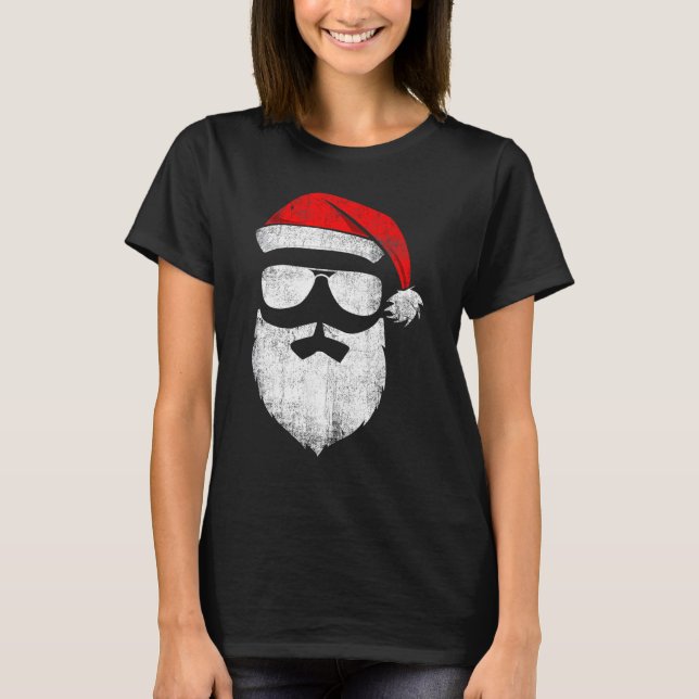 Lasser av Jultomten Ansikte med Hat Beard C T Shirt (Framsida)