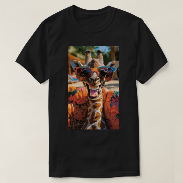 Lässige Giraffe mit Sonnenbrille T Shirt (Design framsida)