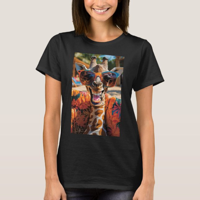 Lässige Giraffe mit Sonnenbrille T Shirt (Framsida)