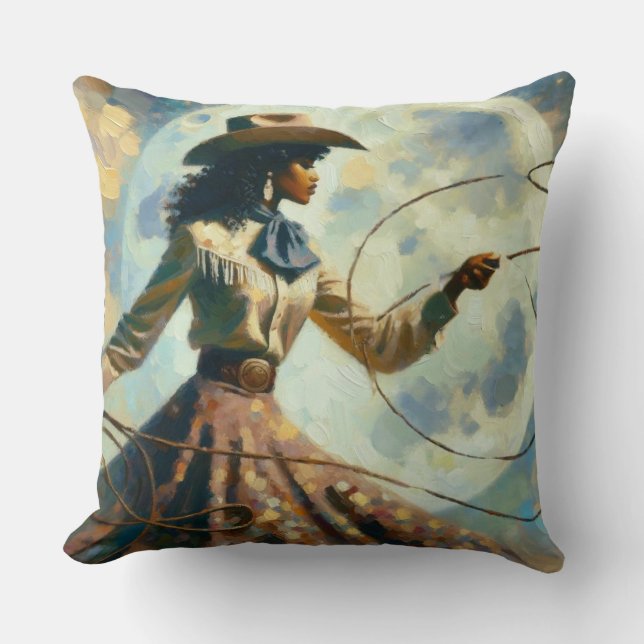 Lasso, Måne Cowgirl Pillow Kudde (Framsida)