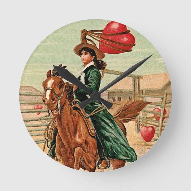 Lasso min hjärtavintagevalentin rund klocka (Framsida)