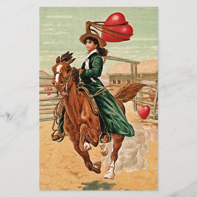 Lasso min hjärtefråga Vintage Valentine Brevpapper (Framsida)