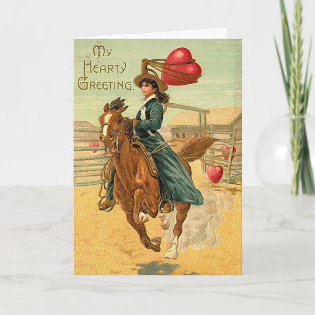 Lasso min hjärtefråga Vintage Valentine Helgkort (Framsida)