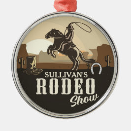 Lasso Roping Roundup ADD NAMN Western Rodeo Show Julgransprydnad Metall