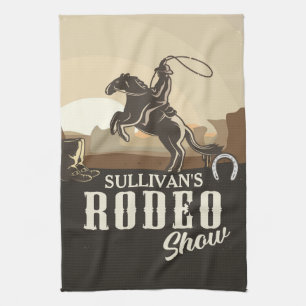 Lasso Roping Roundup ADD NAMN Western Rodeo Show Kökshandduk