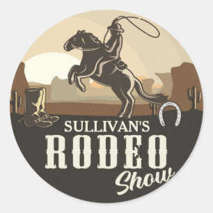 Lasso Roping Roundup ADD NAMN Western Rodeo Show Runt Klistermärke
