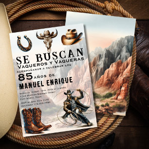 Lasso Vaquero Spansk Western Cowboy 85-årsdag Inbjudningar