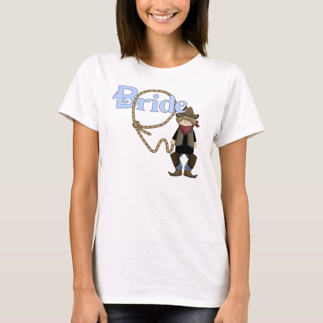 Lassoed Bride Land Westerna Bröllop tshirt Tee (Framsida)