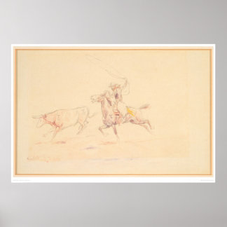 Lassoing the Steer 1905 (1418A) Poster