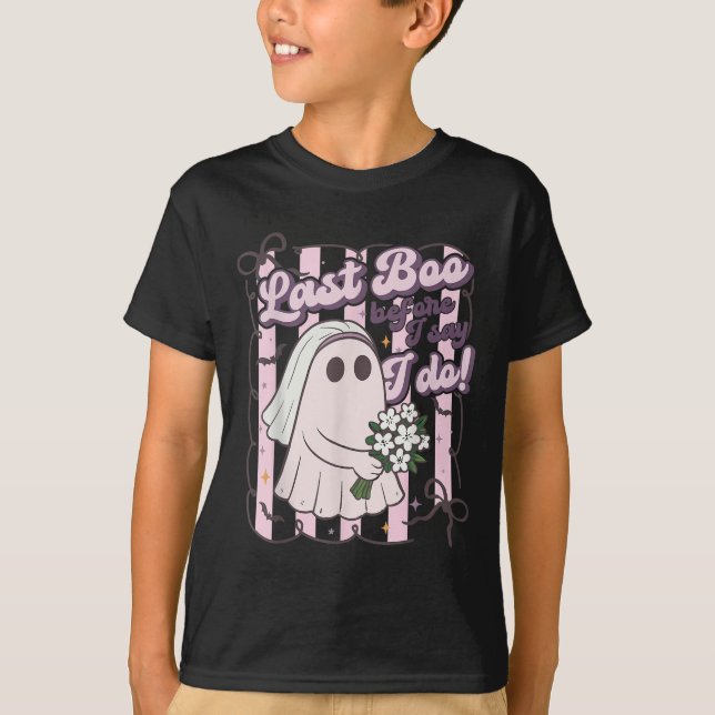 Last Boo Before I Say I Do Bride Ghost Halloween B T Shirt (Framsida)