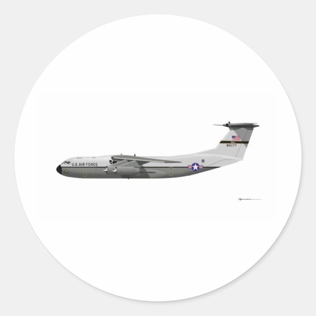 Låst C-141A Starlifter Runt Klistermärke (Framsida)