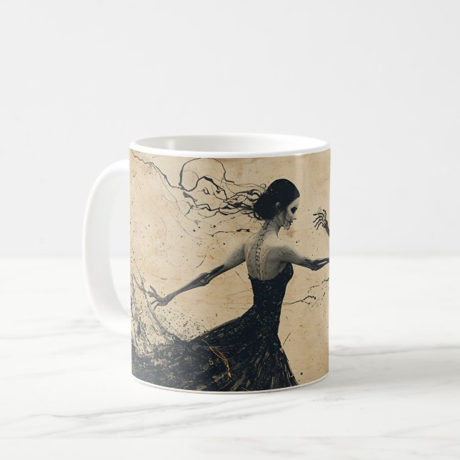 Last dance - Vintage dark Art dancing Skeleton Kaffemugg (Framsida vänster)