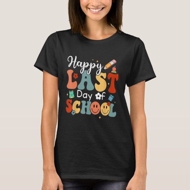 Last Day Of School Vibes Retro Groovy Smile Face G T Shirt (Framsida)