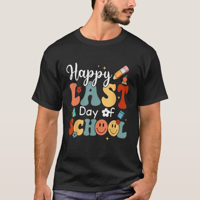 Last Day Of School Vibes Retro Groovy Smile Face G T Shirt (Framsida)