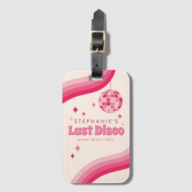 Last Disco Bachelorette Helg Anpassningsbar Luggag Bagagebricka (Framsida vertikal)