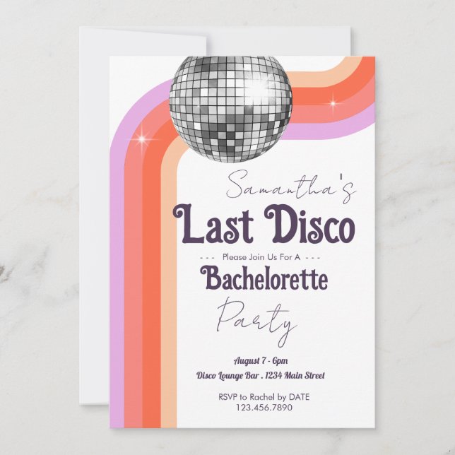 Last Disco Bachelorette Party Inbjudningar (Framsida)
