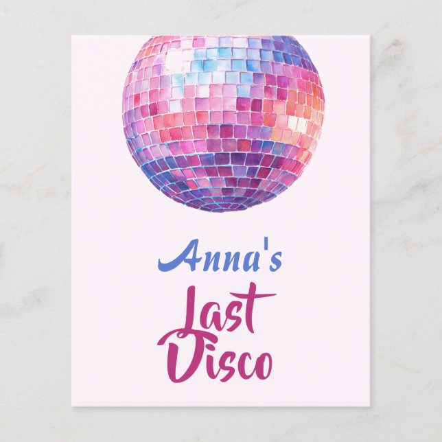 Last Disco Bachelorette Party | Rosa Flyers (Framsidan)