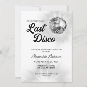 Last Disco Retro Bachelorette Helg Party Inbjudningar