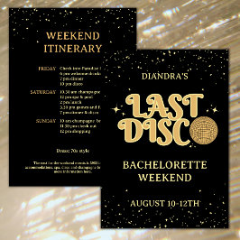 Last Disco Retro Guld Glitter Bachelorette Helg Inbjudningar