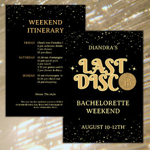 Last Disco Retro Guld Glitter Bachelorette Helg Inbjudningar