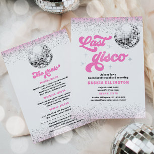 Last Disco Shock rosa Bachelorette Helg Inbjudningar