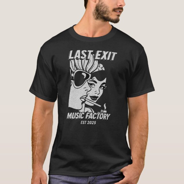 Last Exit Music Factory- Retro Girls- Dark T-Shirt (Framsida)