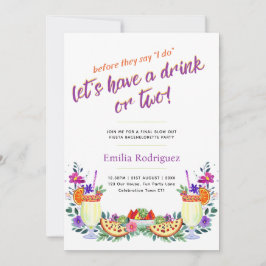Last Fling Fiesta Cocktails Tacos Bachelorette Inbjudningar