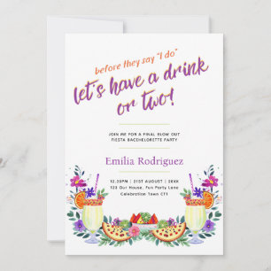 Last Fling Fiesta Cocktails Tacos Bachelorette Inbjudningar
