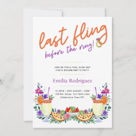 Last Fling Fiesta Cocktails Tacos Bachelorette Inbjudningar
