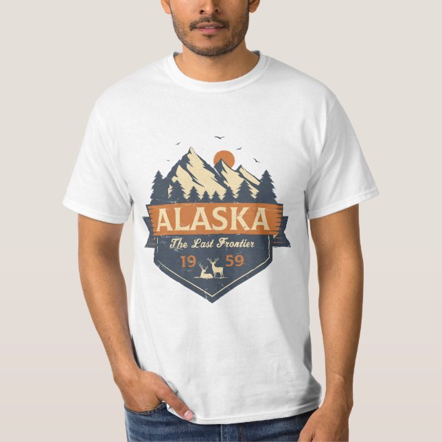 Last Frontier Retro Alaska  T Shirt (Framsida)