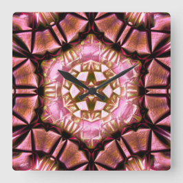 Låst i rosa laxborstat med bränd tråd fyrkantig klocka