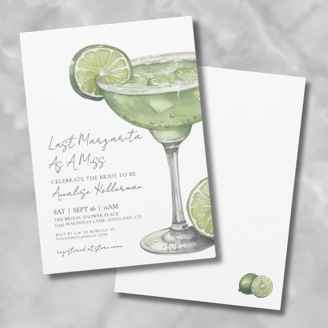 Last Margarita som Miss Möhippa Inbjudningar (Last Margarita As A Miss Bridal Shower Invitation)